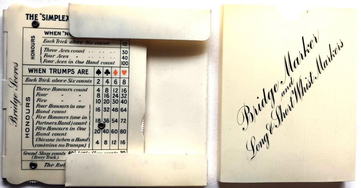 Celluloid Bridge & Whist marker promoting Maolassine Company, c.1910