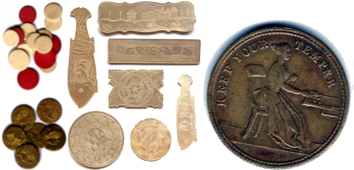 A wide variety of chips were used over the decades made from bone, metal and mother of pearl