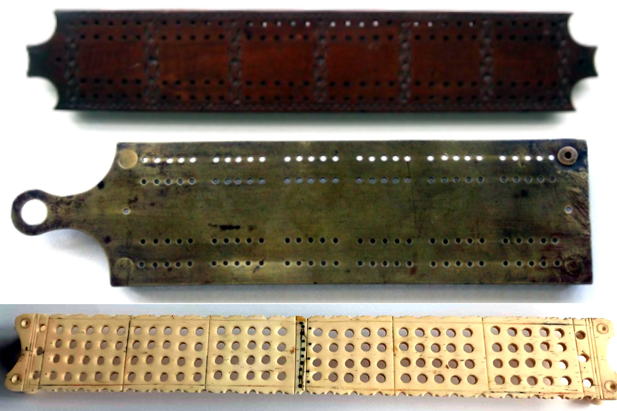 three cribbage boards played with in the early 19th century