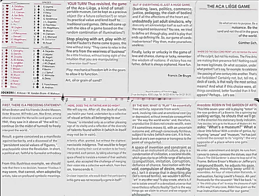 English booklet page for The ACA Liège Game