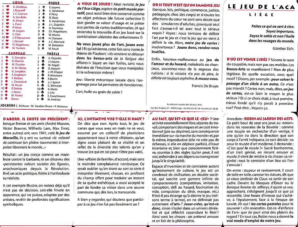 French booklet page for The ACA Liège Game