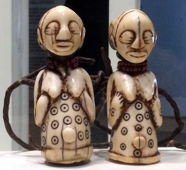Pair of amulets in ivory, Republic of Congo, 19th century Pair of amulets in ivory, Republic of Congo, 19th century