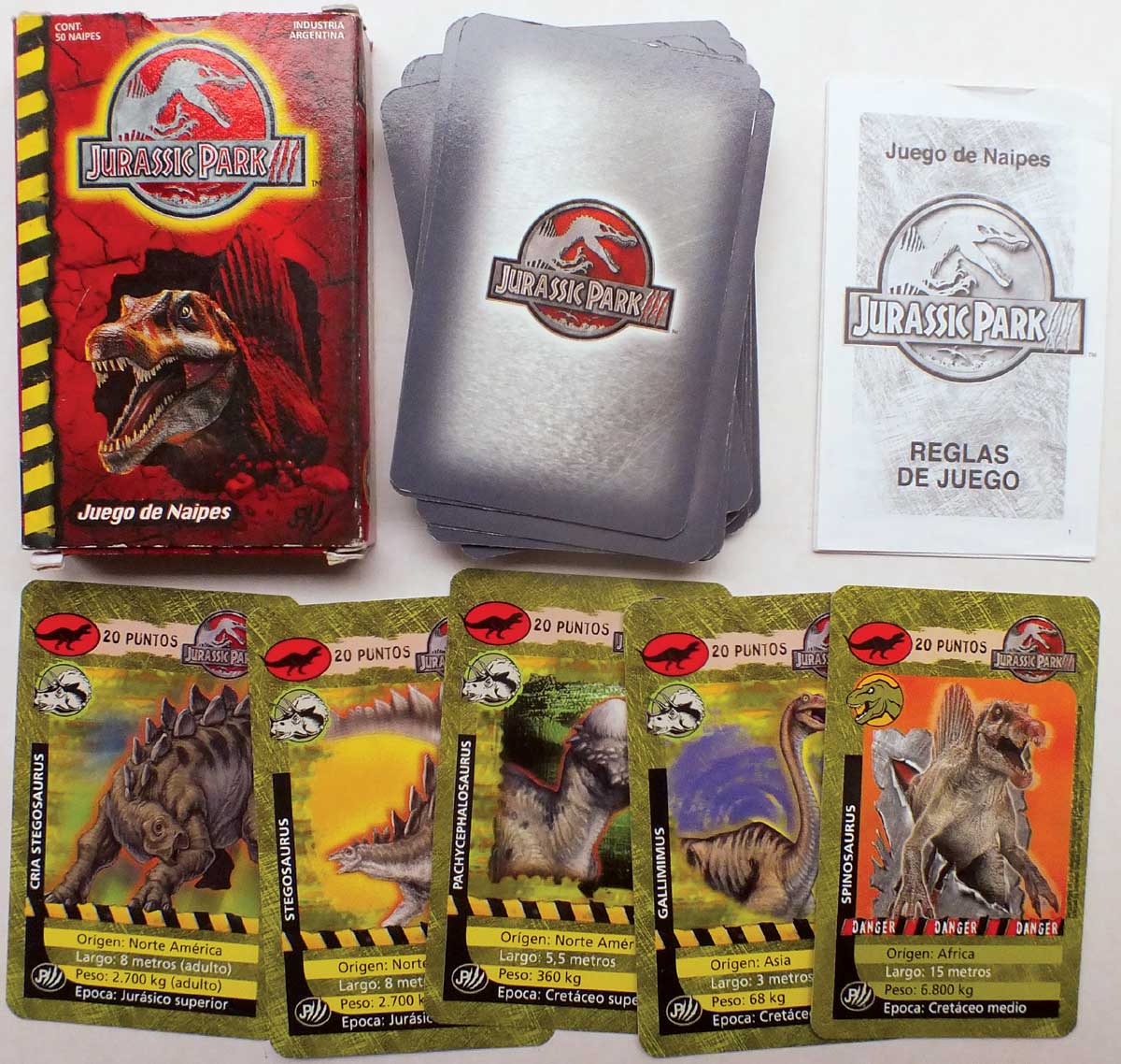 Jurassic Park card game made in Argentina, 2004