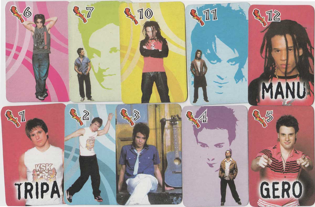 Mambru pop group playing cards from Argentina, 2002