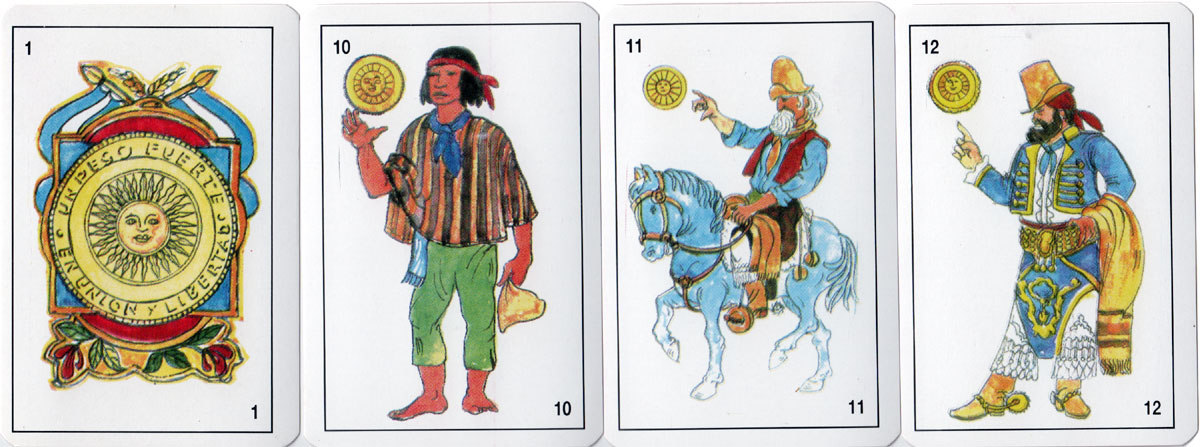 Gaucho playing cards with allegorical suit symbols