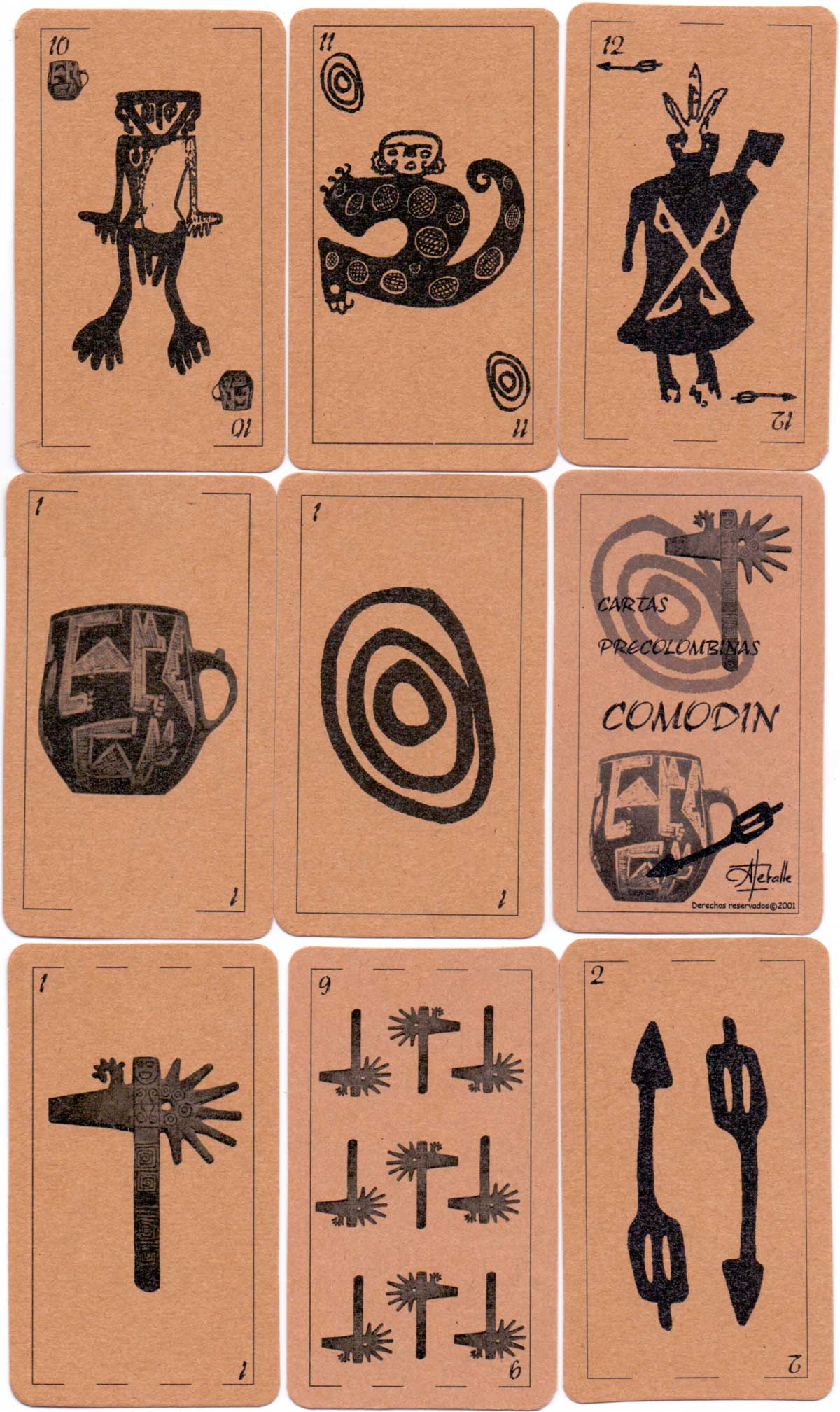 Spanish playing cards with Pre-Columbian designs from Argentina, 2001