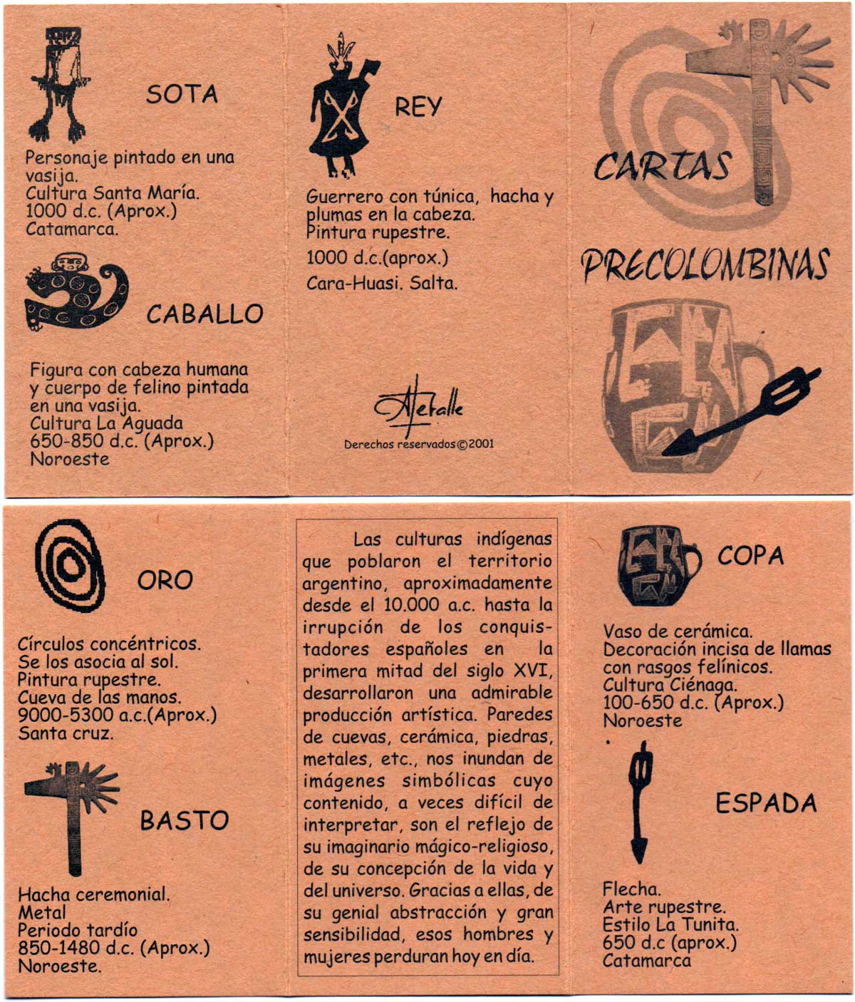 Spanish playing cards with Pre-Columbian designs from Argentina, 2001