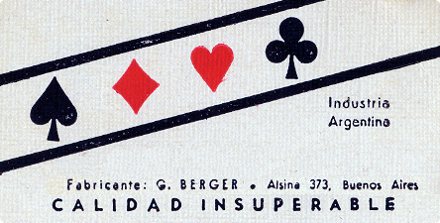 G. Berger, manufacturer of playing cards, Buenos Aires, Argentina c.1935-50