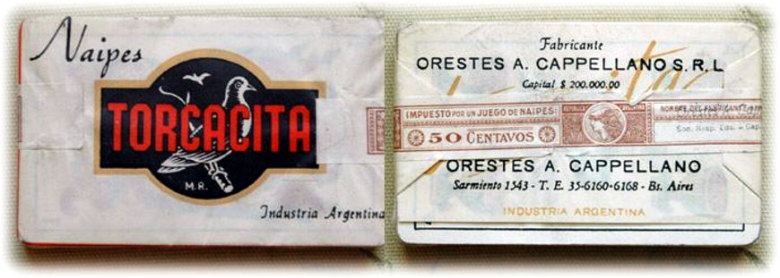 Torcacita playing cards in their original wrapper, sealed with the Internal Revenues tax band, c.1945