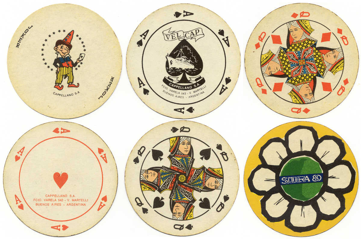 VELCAP circular playing cards, c.1980