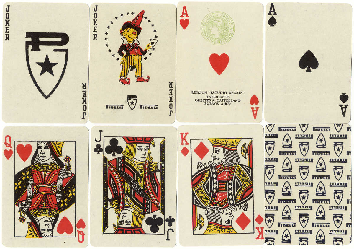 Estudio Negrin playing cards made by Orestes A. Cappellano, S.R.L., for PIRELLI, c.1960