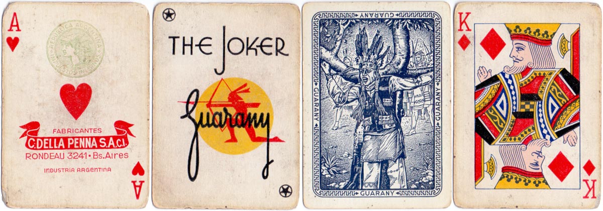 Naipes Guarany by C. Della Penna S.A.C.I. with ‘Mercury’ tax stamp on the ace of hearts, c.1945