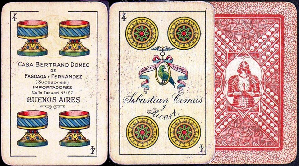 Naipe Coraza by Hija de Antonio Comas (Josefa Comas) and exported to Argentina, 1940s Naipe Coraza by Hija de Antonio Comas (Josefa Comas) and exported to Argentina, 1940s