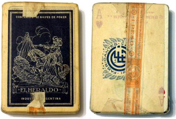 Naipes ‘El Heraldo’ with wrapper and 1 Peso tax band