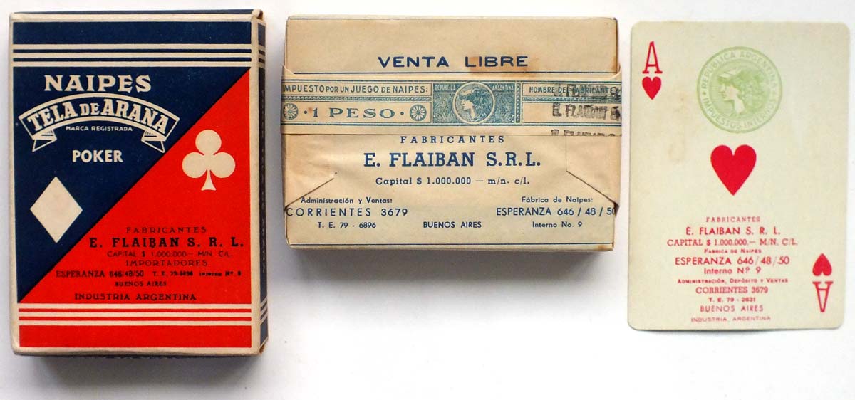 Poker Tela de Araña manufactured by Flaiban S.R.L. in c.1949 with 1 Peso tax band
