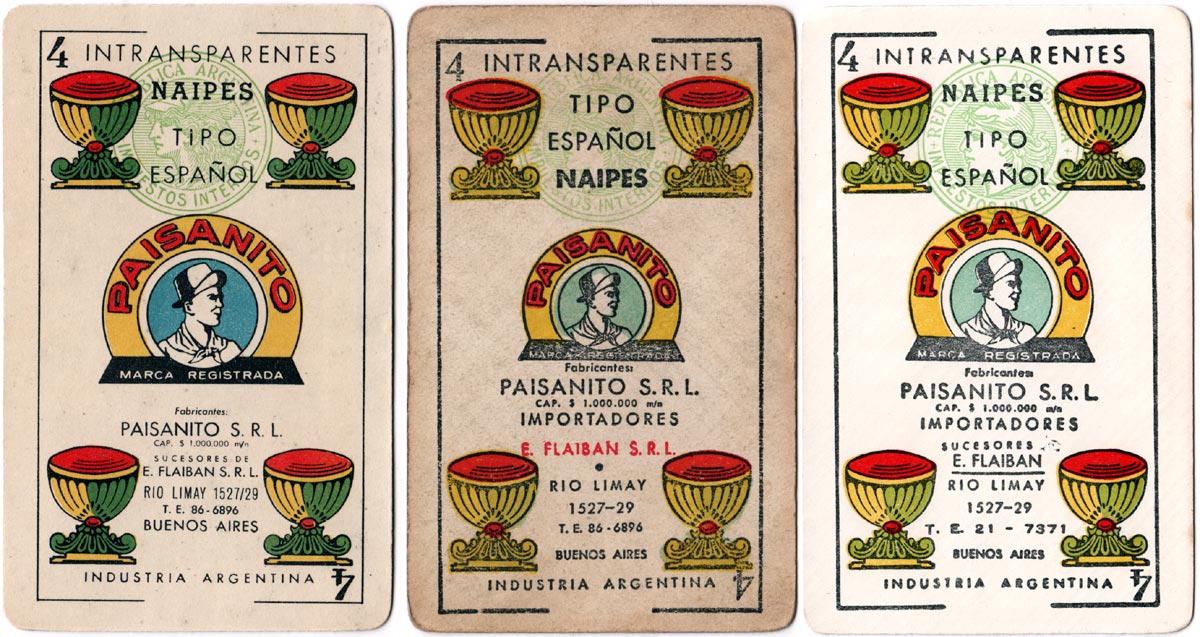 Paisanito playing cards, 1953-54