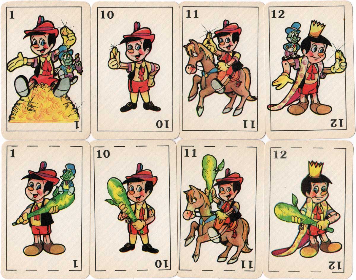 Pinocho children’s playing cards published by Editorial Gráfica Flores c.1975