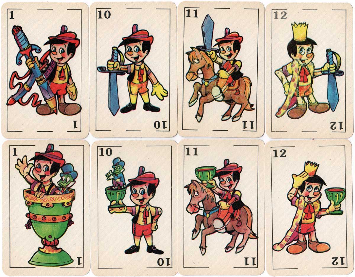 Pinocho children’s playing cards published by Editorial Gráfica Flores c.1975