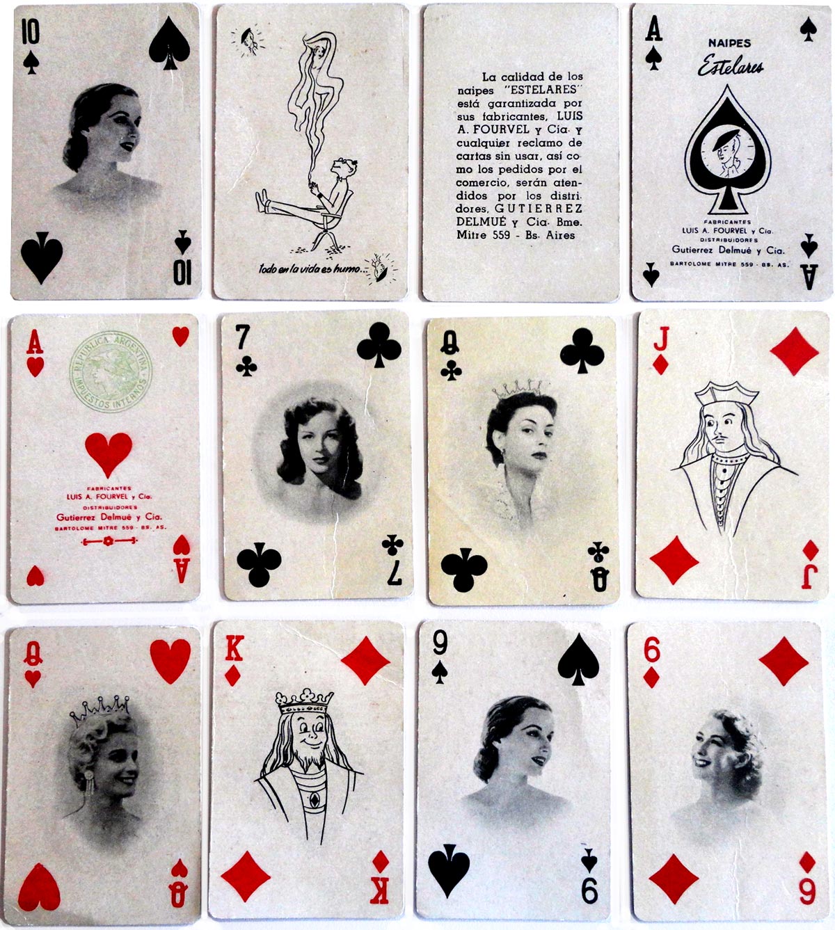 'Naipes Estelares' for Bridge and Canasta manufactured by Luis A. Fourvel y Cía., Buenos Aires, early 1950s