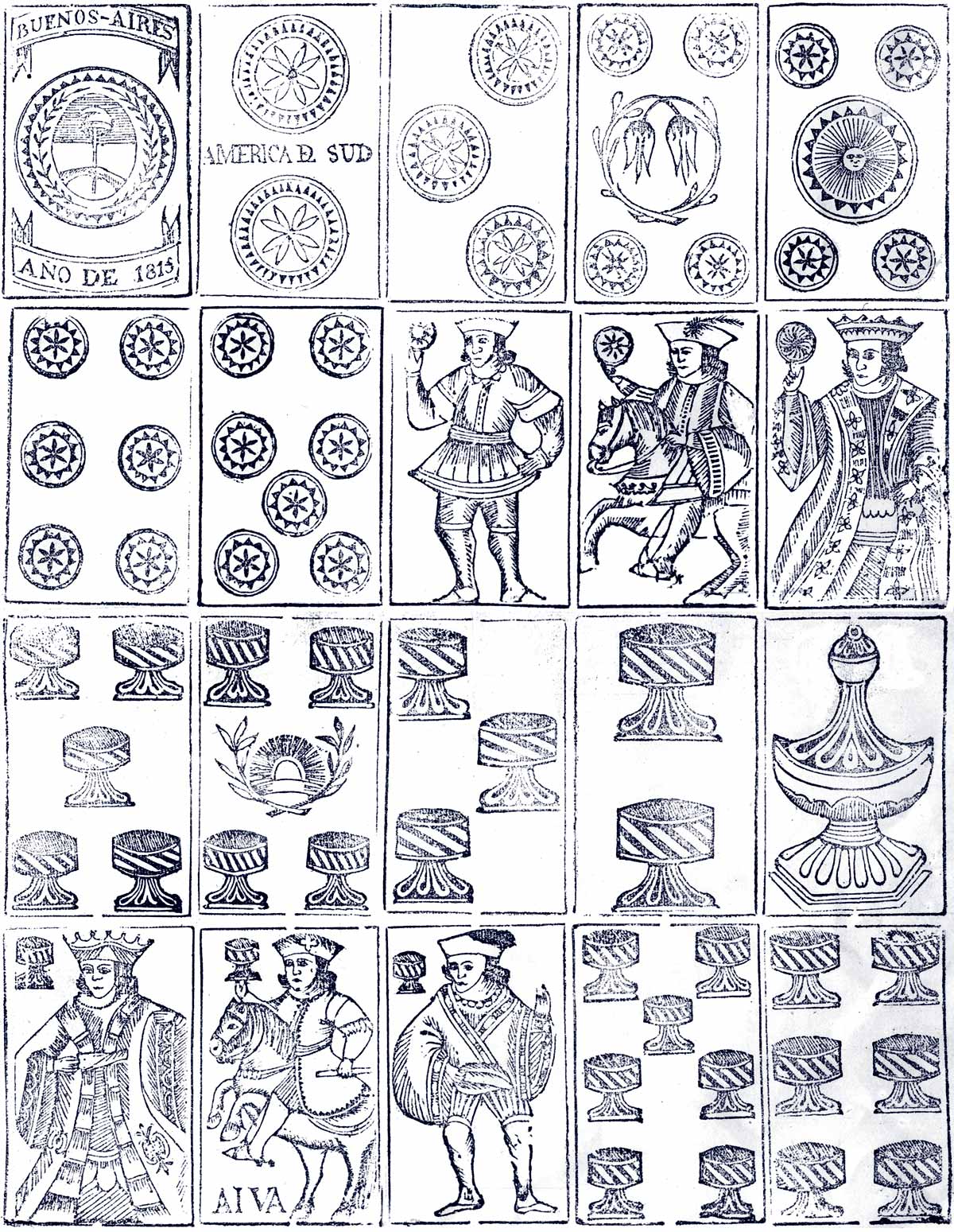 Playing cards made in Buenos Aires, 1815