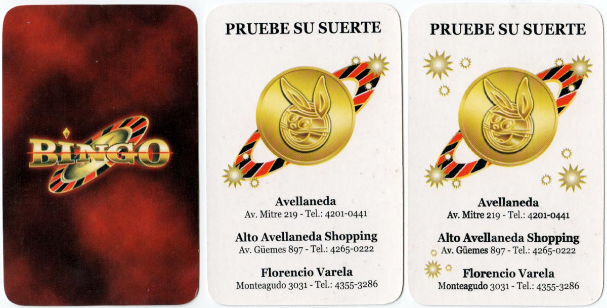 Bingo playing cards for Grupo AGG, Bs Aires, c.2007 Bingo playing cards for Grupo AGG, Bs Aires, c.2007