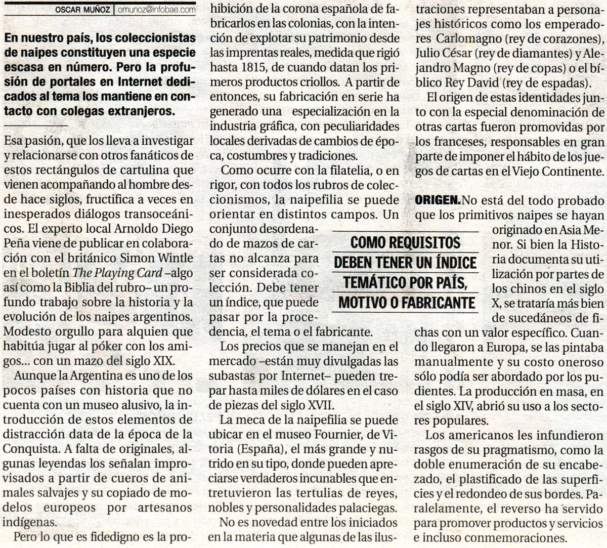 Article in Infobae 10th May 2005 Article in Infobae 10th May 2005