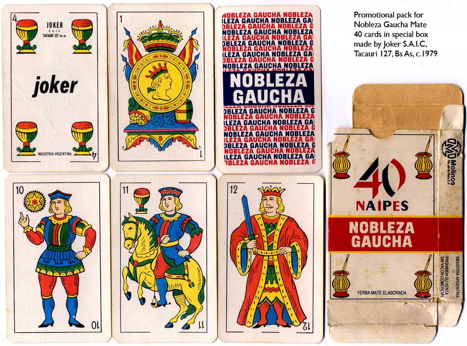 Nobleza Gaucha Mate advertising playing cards by Joker S.A., c.1979