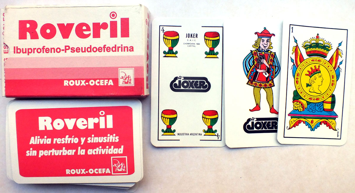 ROVERIL Ibuprofeno-Pseudoefedrina advertising playing cards by Joker S.A.