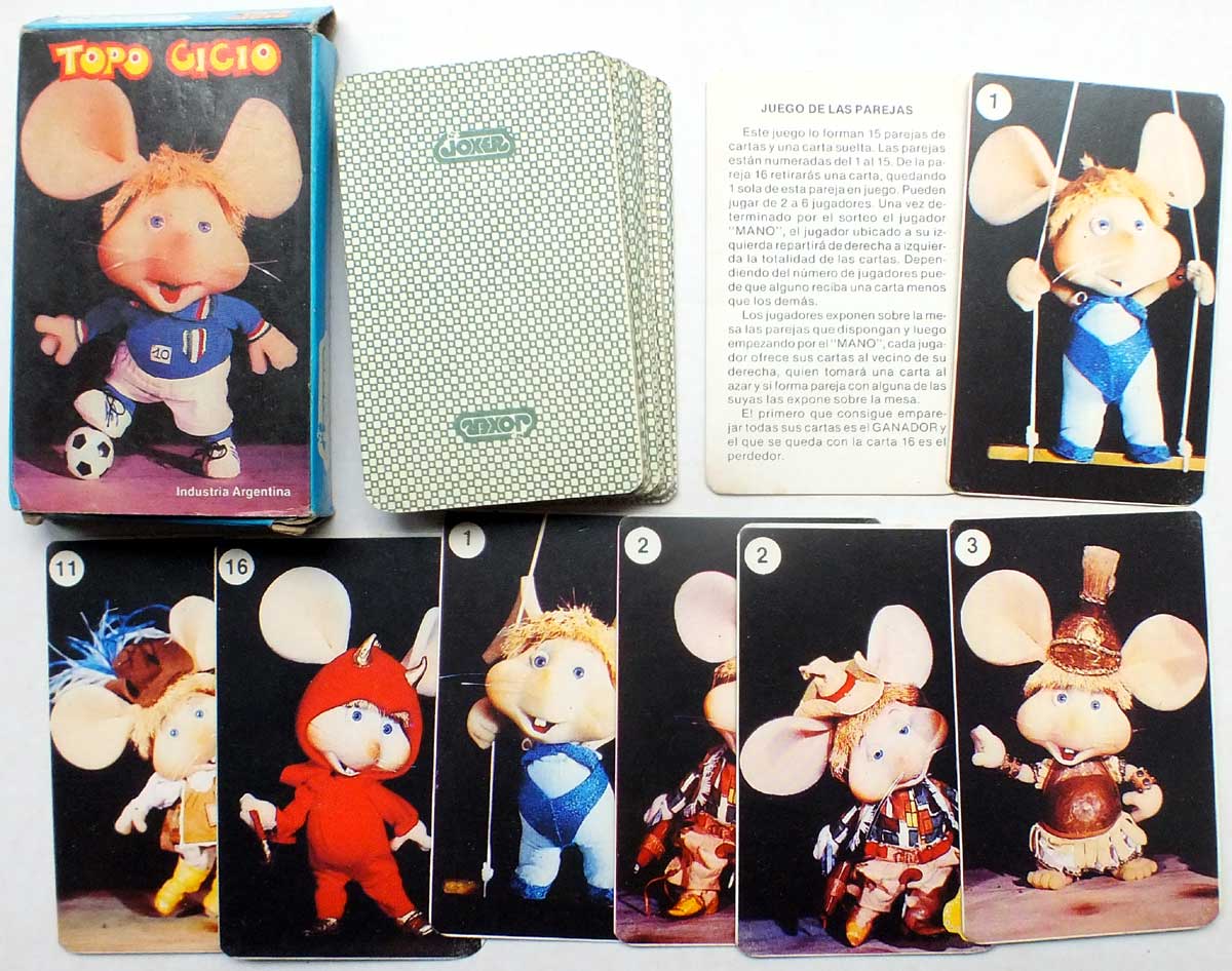 Topo Gigio card game by Joker S.A., Argentina, c.1985