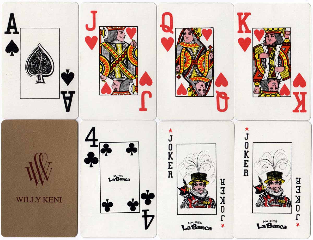 Naipes La Banca’s standard Jumbo index deck for Willy Keni, c.1976