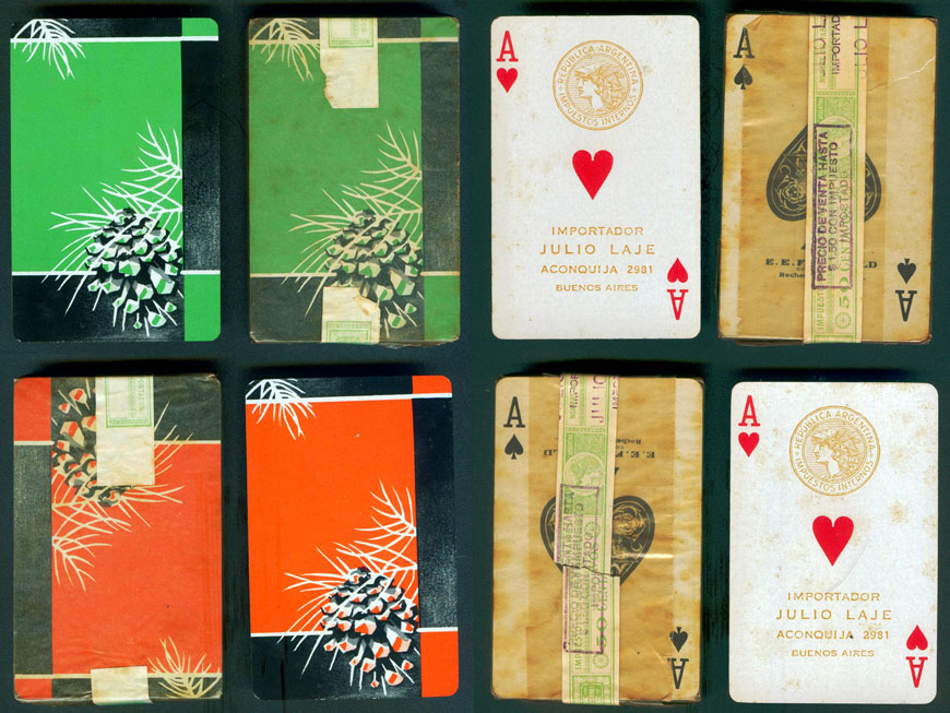 Julio Laje imported decks manufactured in USA and published by E.E. Fairchild Co., Rochester, N.Y. during the 1930s and 1940s