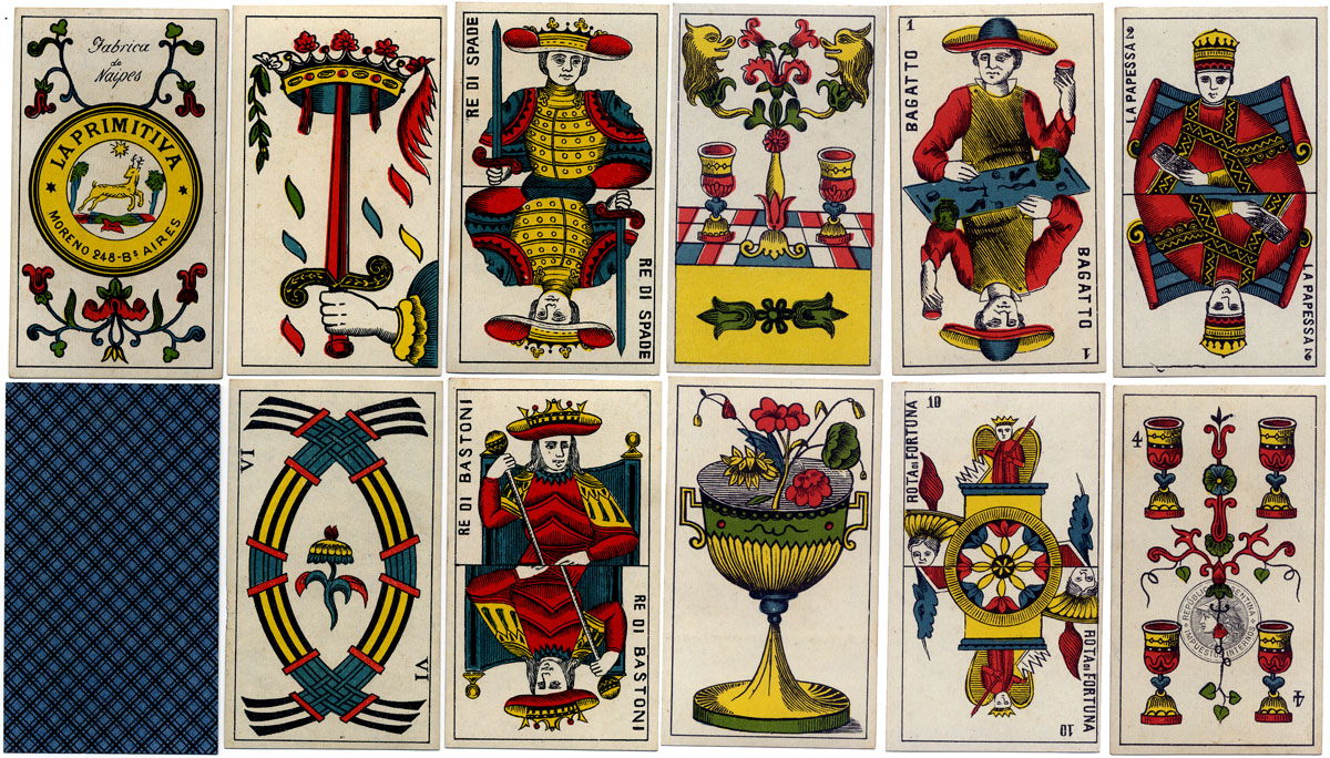 Piedmontese tarot made by La Primitiva, Buenos Aires, c.1900