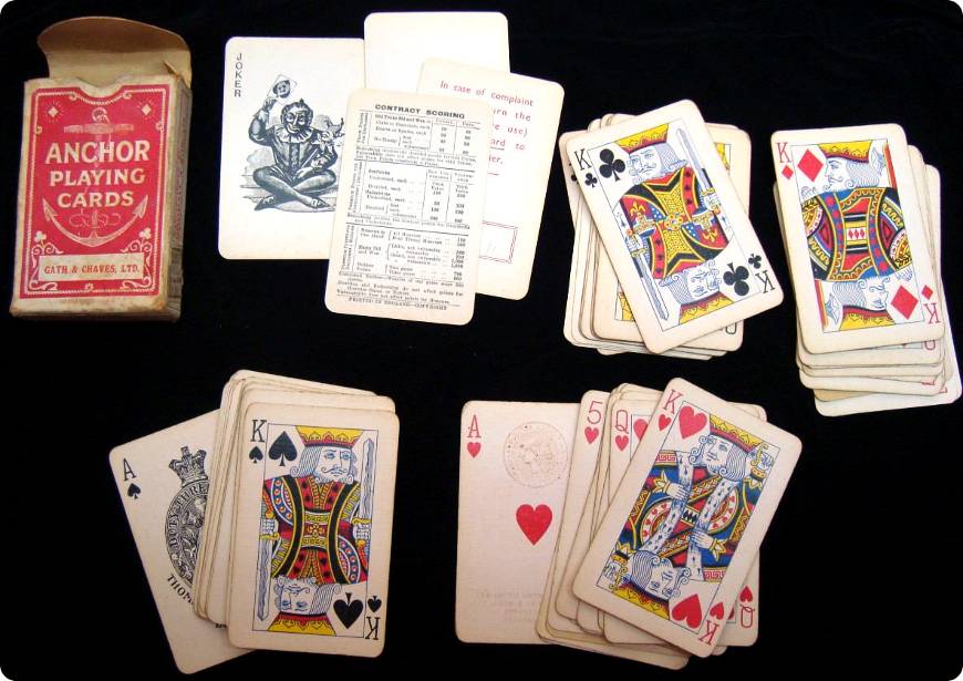 Anchor playing cards manufactured by Thomas De la Rue & Co for Gath & Chaves Ltd, c.1920s