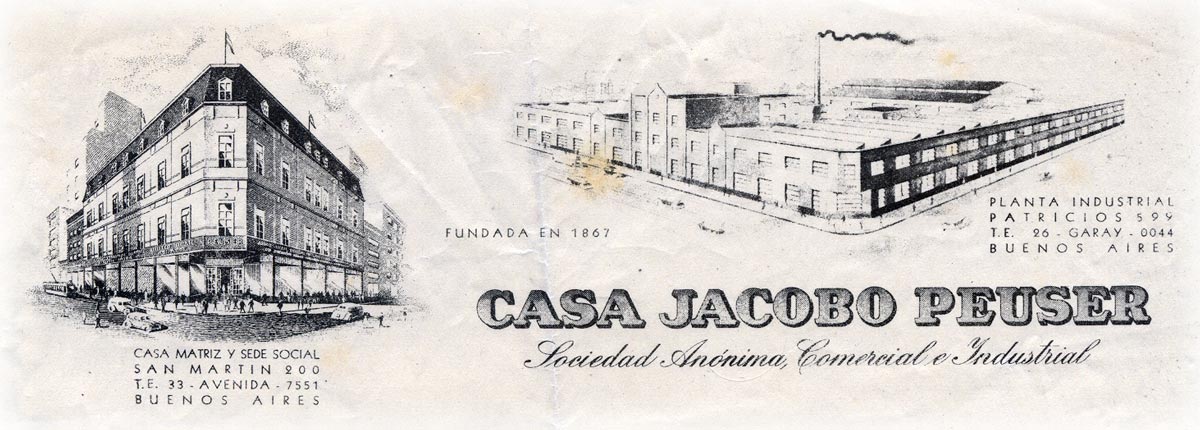 Casa Jacobo Peuser letterhead dated 1954