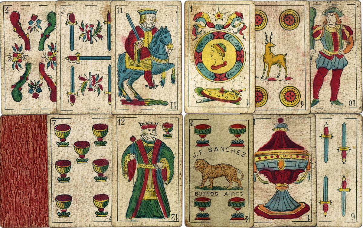 Playing cards made by J. F. Sanchez, Buenos Aires, c.1890