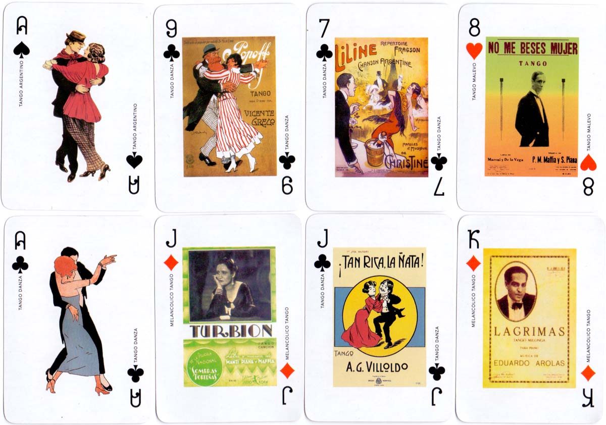 Naipes de Poker Milonguita featuring early Tango music score covers, Gardés Editorial, 2003