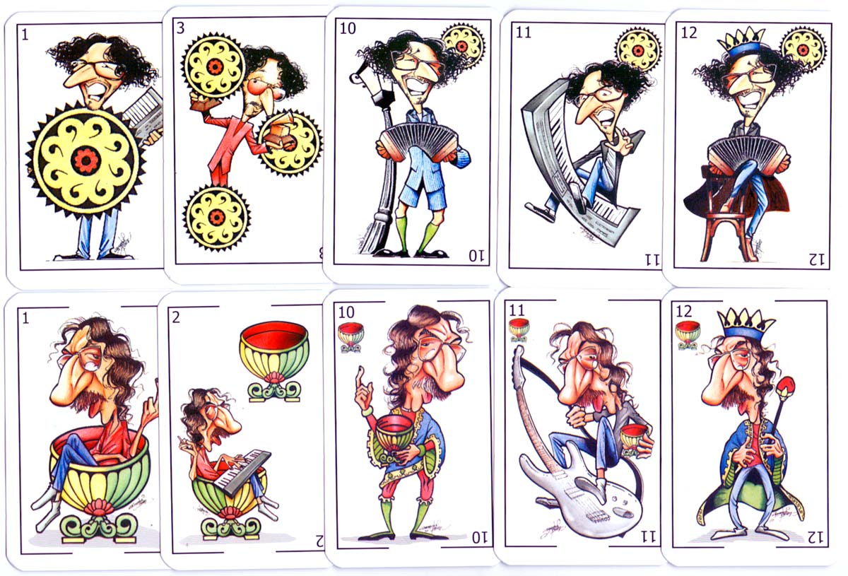 Naipes Truco “Únicos” con Caricaturas de Héroes Nacionales, designed by Gerardo N. Perez, 2006