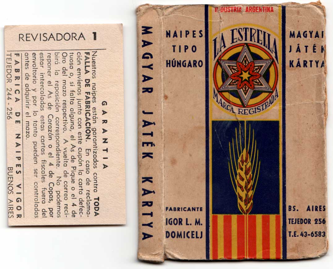Naipes Tipo Húngaro made by Igor Domicelj / Vigor S.R.L., c.1955-60 Naipes Tipo Húngaro, c.1955