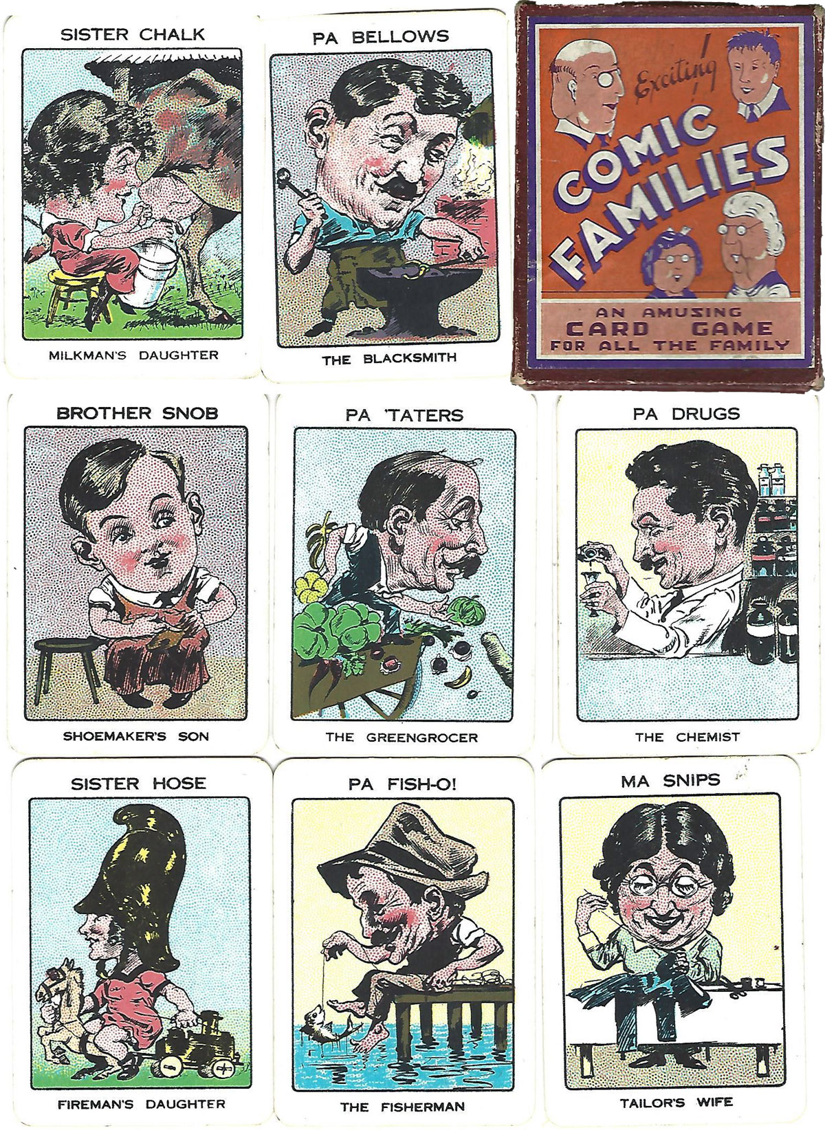 “Comic Families” children’s card game manufactured by Paper Products Pty Ltd, Melbourne, 1940s
