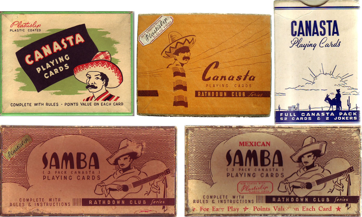 assorted boxes for ‘Canasta’ and ‘Samba’, another variation on the Canasta theme, with romantic touristic Mexican imagery, produced in Australia by Hudson Industries Pty Ltd