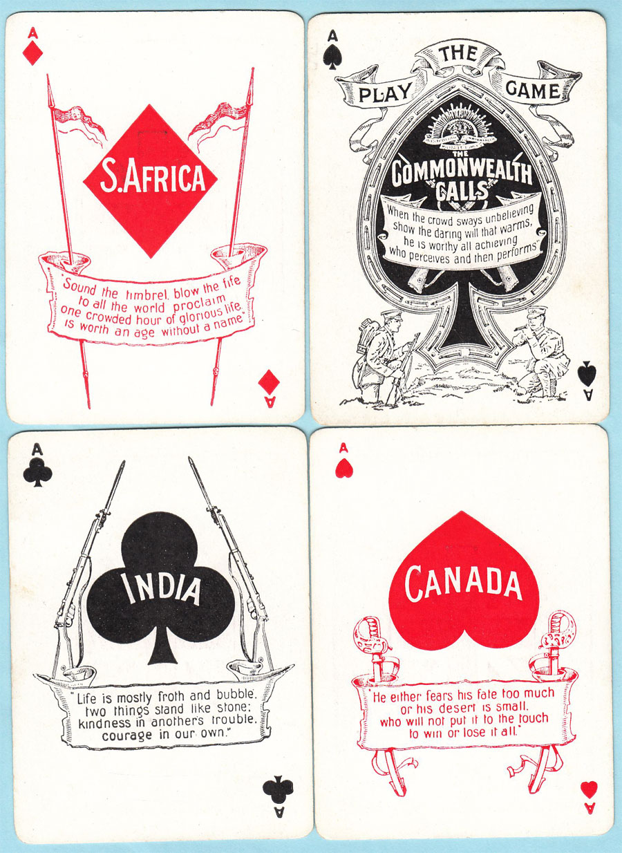 Patriotic Playing Cards printed by Sands & McDougall, 1917