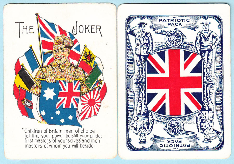 Patriotic Playing Cards printed by Sands & McDougall, 1917