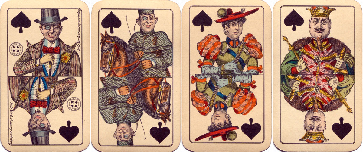 Gigerl-Tarock caricature deck designed by Julius Berndl and manufactured by Joseph Glanz c.1885