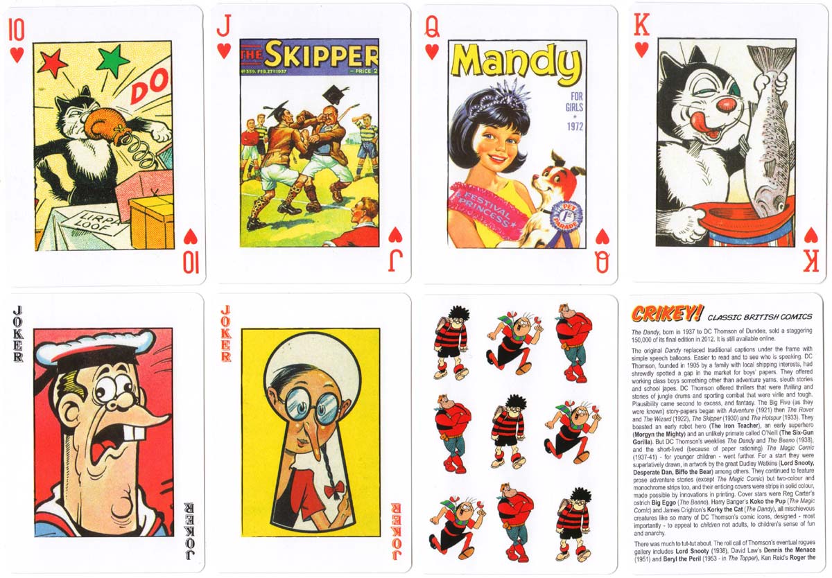 Classic British Comics playing cards published by Bird Playing Cards, 2013