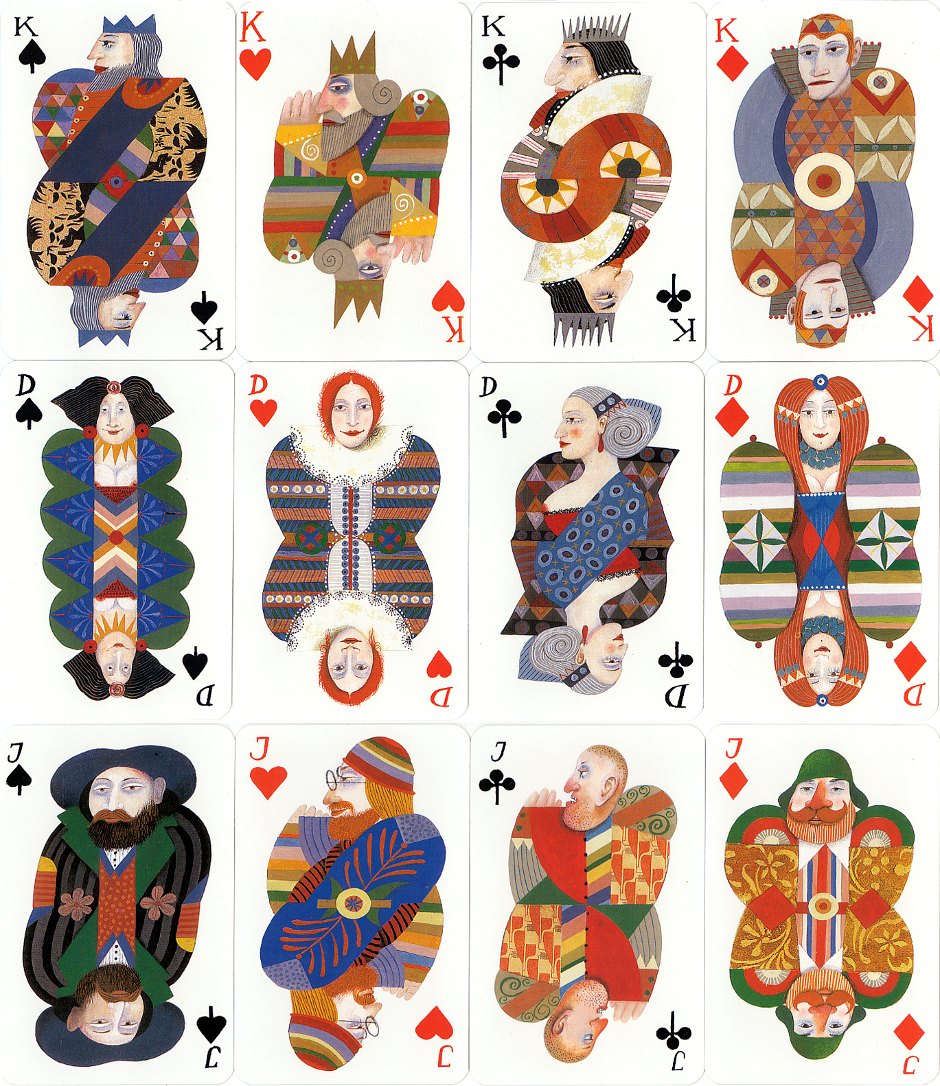 playing cards designed by Karl Korab, published by Edition Hilger, 1991