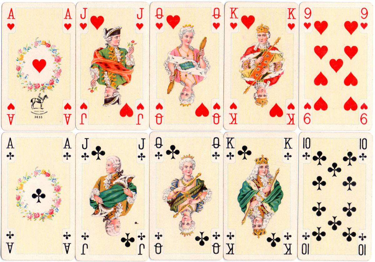 Piatnik’s Lady slim sized playing cards with attractive historical court designs, 1950s