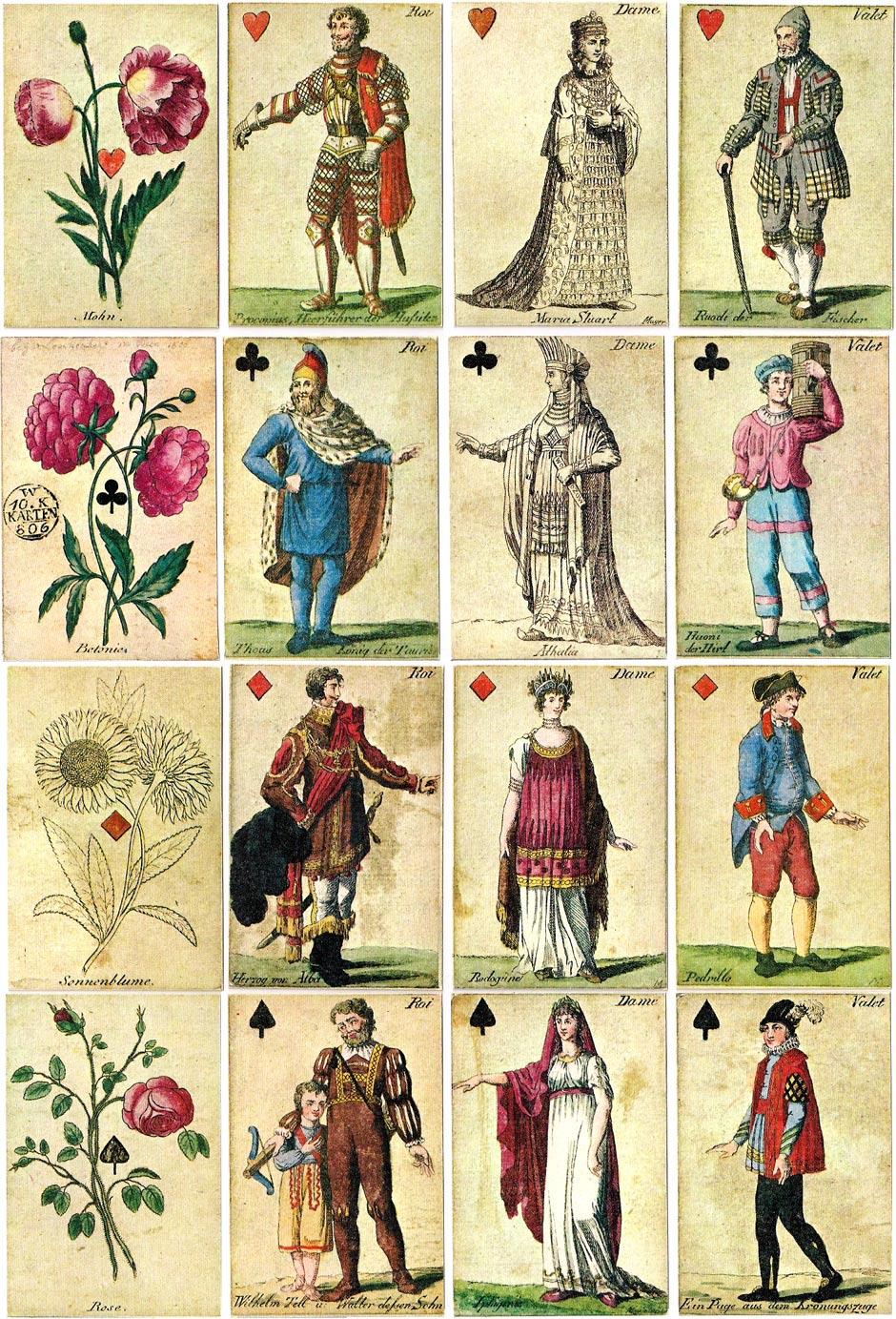 Johann H. Löschenkohl's Botanical Playing Cards, originally published in Vienna in 1806