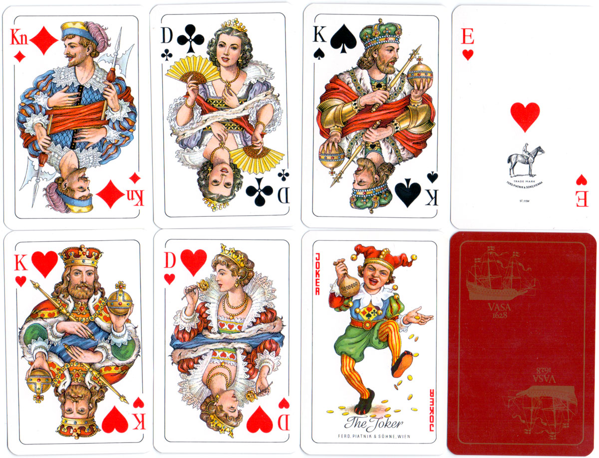 Standard Swedish type playing cards manufactured for the Vasa Museum, Stockholm, Sweden by Ferd Piatnik & Sons, Vienna, 1997