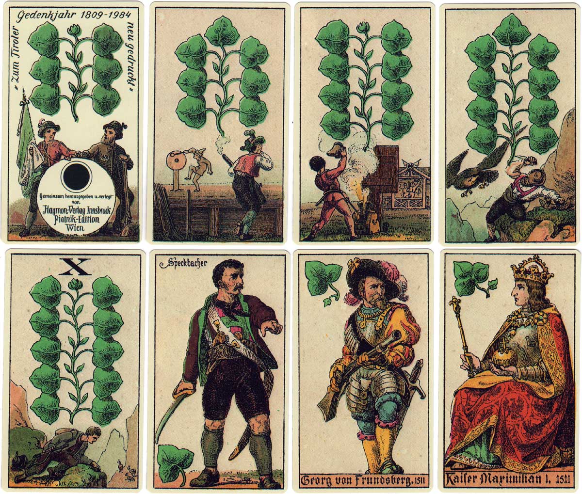Facsimile of 1878 Tyrolean playing cards published by Piatnik Facsimile of 1878 Tyrolean playing cards published by Piatnik