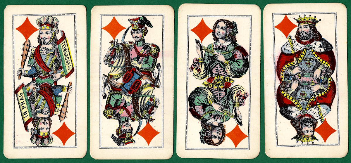 Tarock Cards designed by Josef Neumayer and manufactured by Antonín Kratochvíl, Prague, 1899